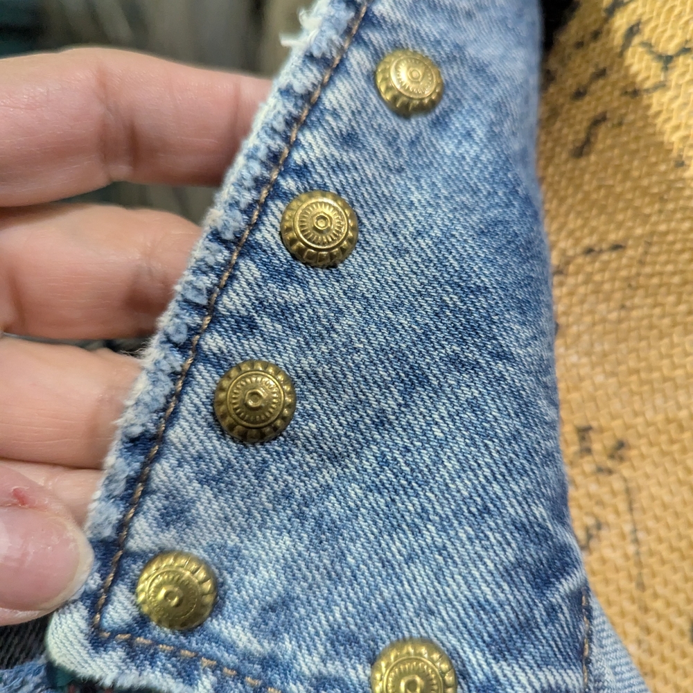 Embroidered Denim Jacket with Ruffle Hem - Picture 10 of 15